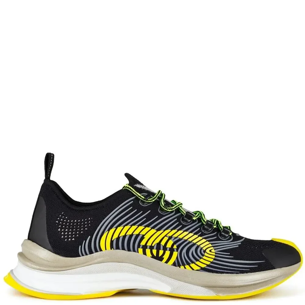 GUCCI Men GG RUN Sneakers Athletic Low Top 680938 Black Yellow 11 | US 11.5 NEW